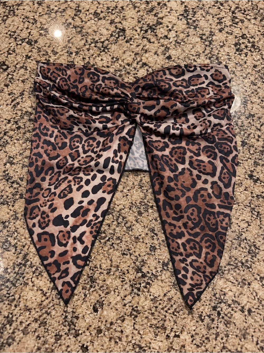 SHEIN Twist Front Leopard Bandeau Crop Top - Brown & Black